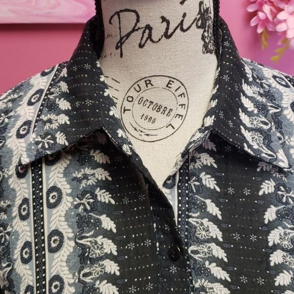 NWOT 💟 Casa Donna Long Button Shirt Blouse Top - Picture 10 of 13